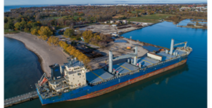 a laker ship at a port