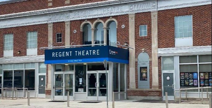 Regent theatre exterior brick and windows