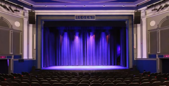Regent theatre exterior brick and windows