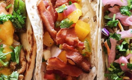 Tacos on a cutting board