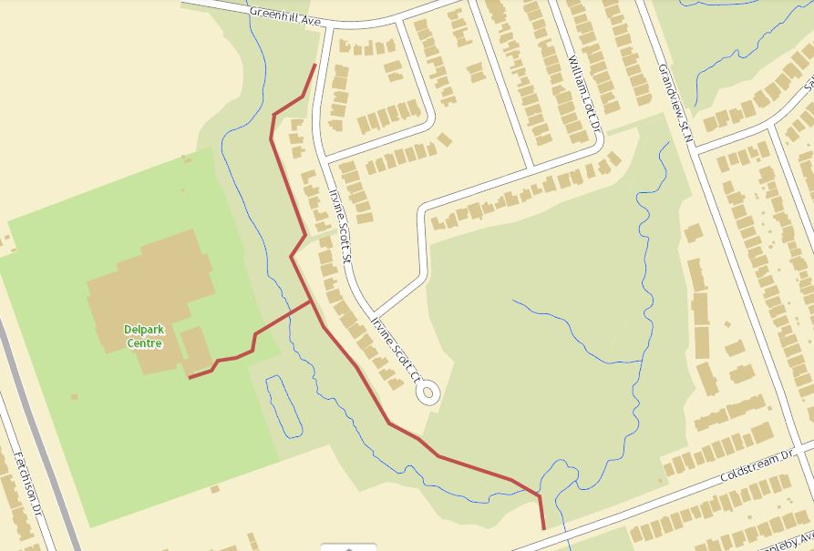 Aerial view of Harmony Trail Extension project site