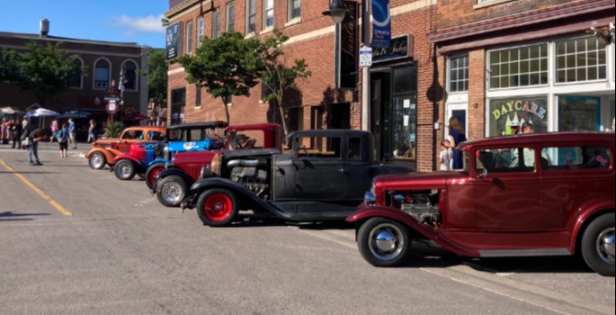 Classic cars lined up