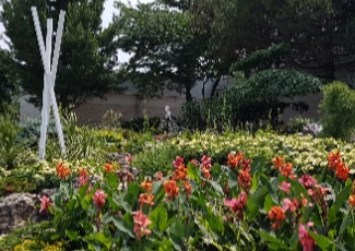 View of garden at Oshawa Valley Botanical gardens