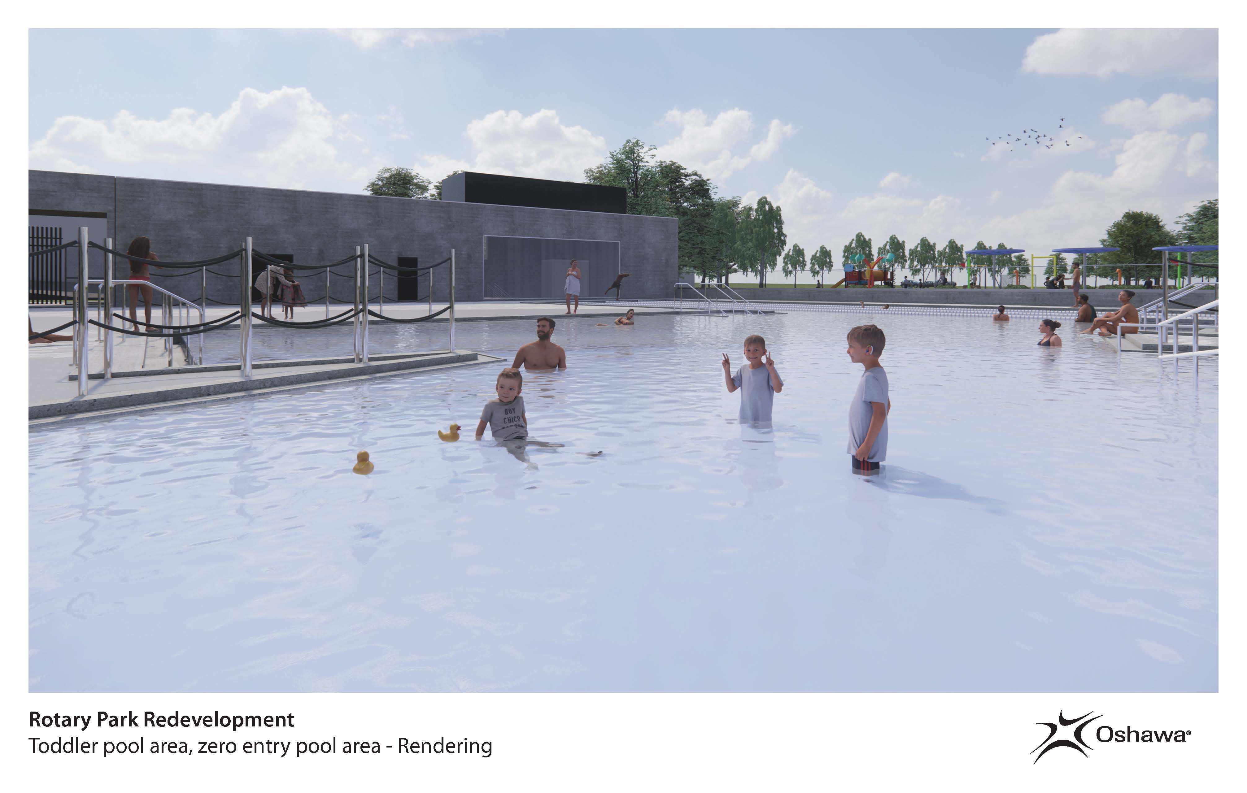 Rendering: Toddler pool area, zero entry pool area