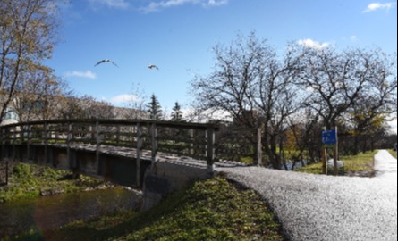 Cycle and walking trail leading to bridge