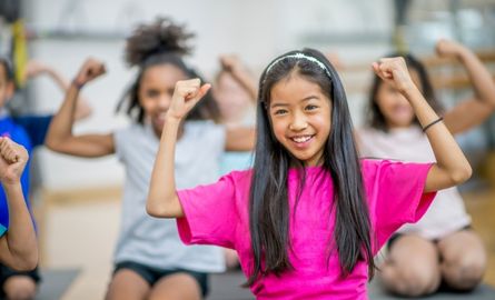 Children participating in fitness program