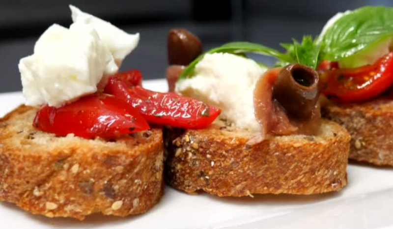 crostini on a white plate