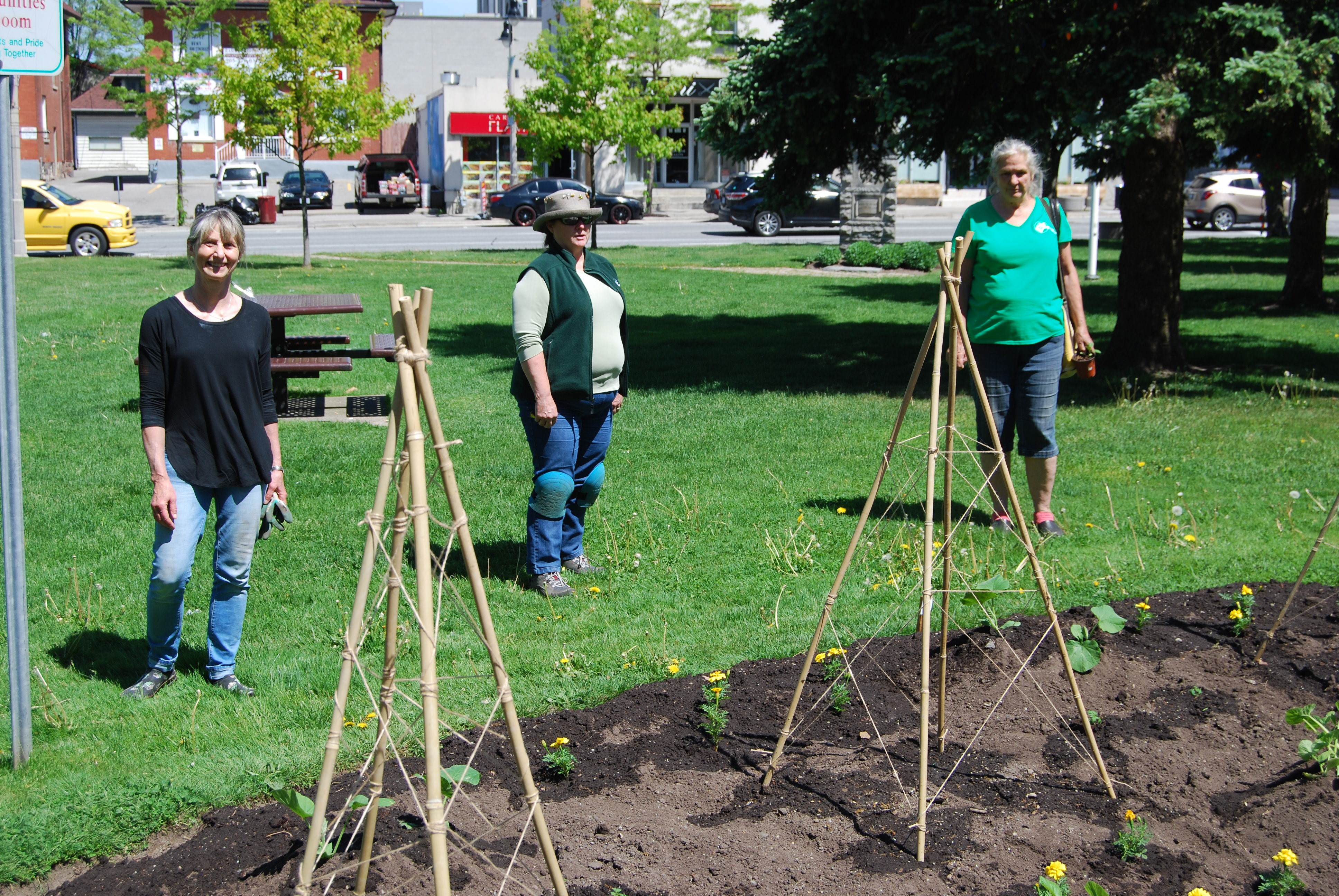 Volunteers at one of the City Hall gardens