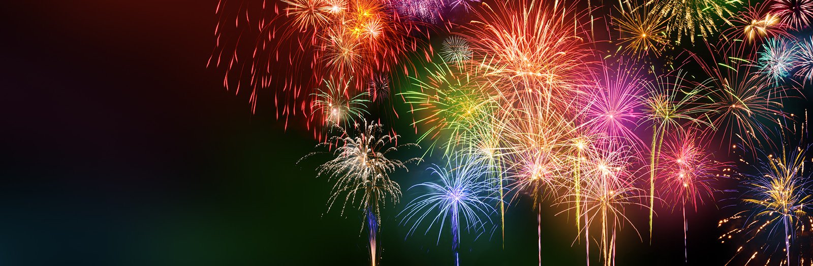 Colourful fireworks on a dark sky