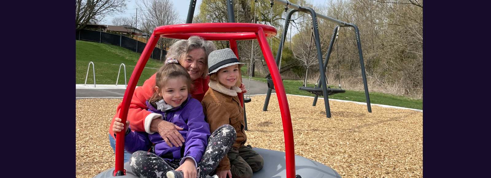 Grandmother and grandkids enjoying Florell park opening