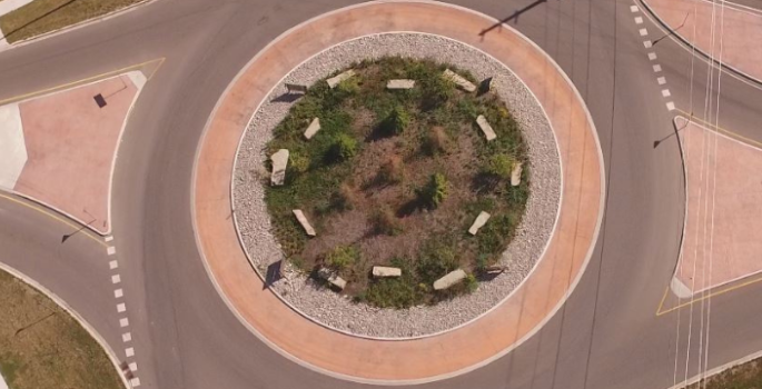 Roundabout at Thornton Rd.