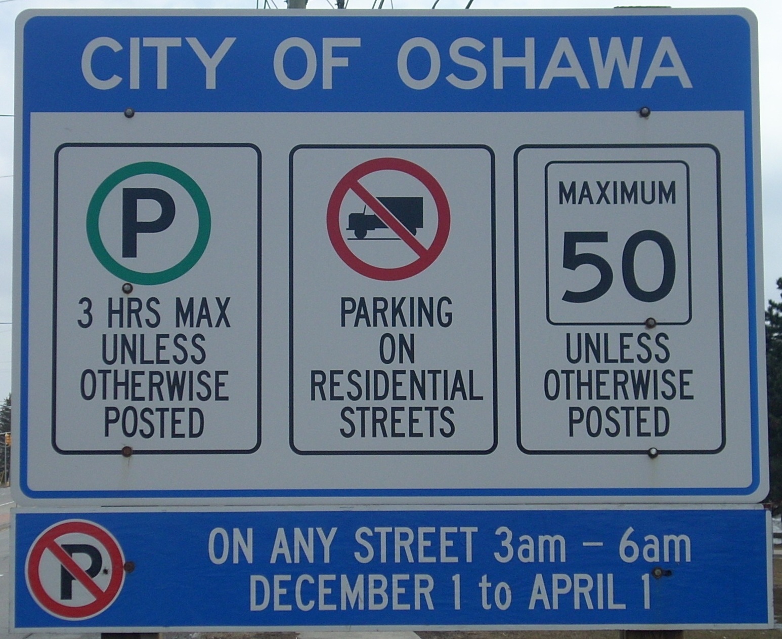Parking sign showing regulations
