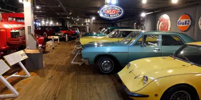 Canadian Automotive Museum interior view of cars