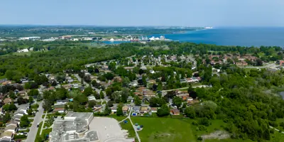 Aerial view of South Oshawa and Lake Ontario