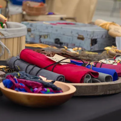 Indigenous merchandise on table for sale