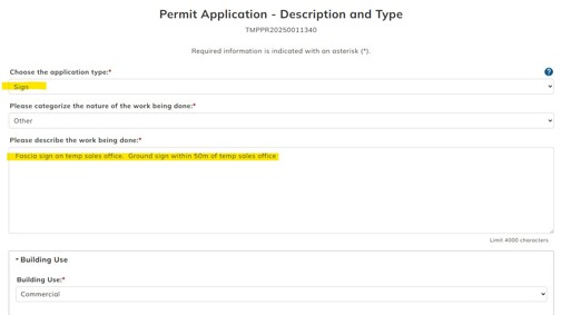 Photo correct application type and desc. on portal