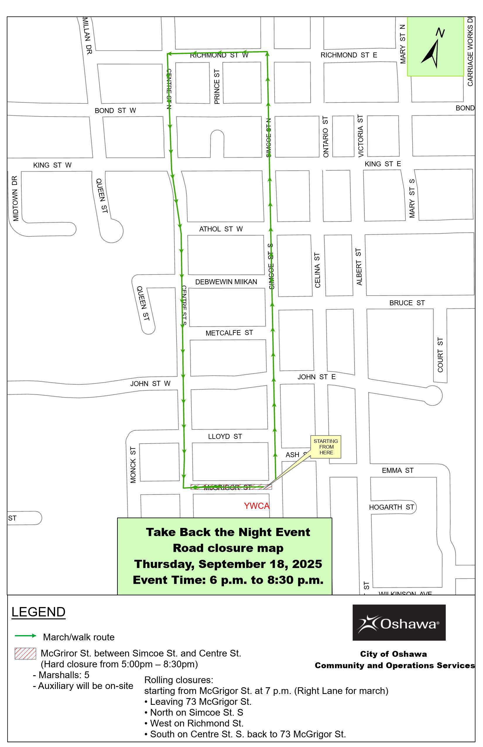 Take Back the Night Event Road closure map