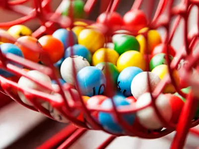 Bingo cage with colourful balls