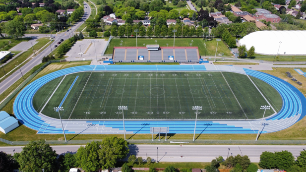 aerial image of outdoor track at the Civic Recreation Complex