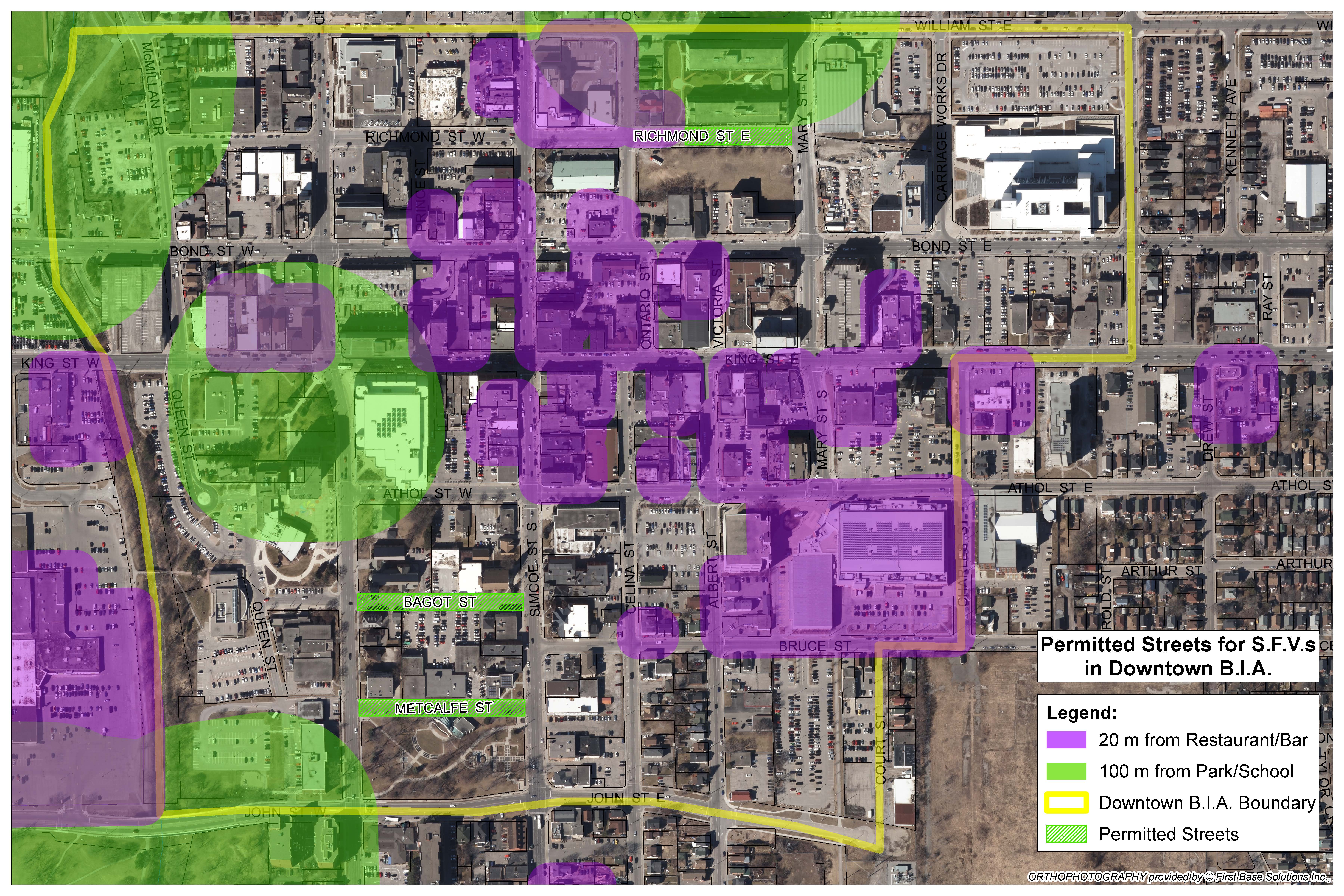 Downtown refreshment vehicle map