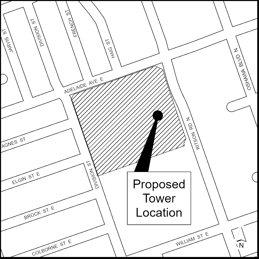 A map showing 200 Ritson Rd. N.