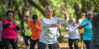 People exercising in a park
