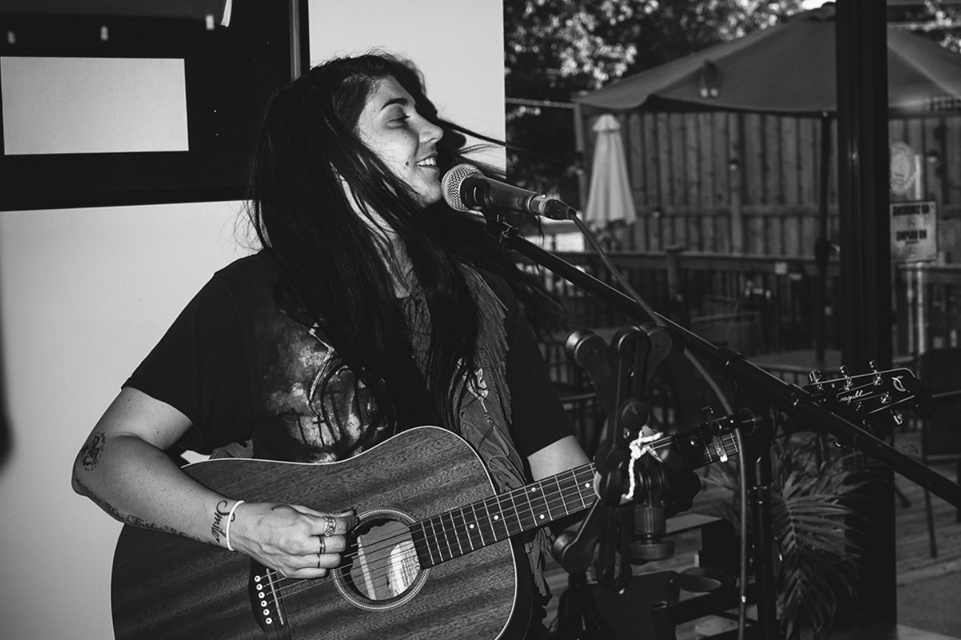 female musician with guitar
