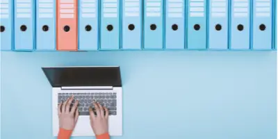 Person looking for files on a computer 