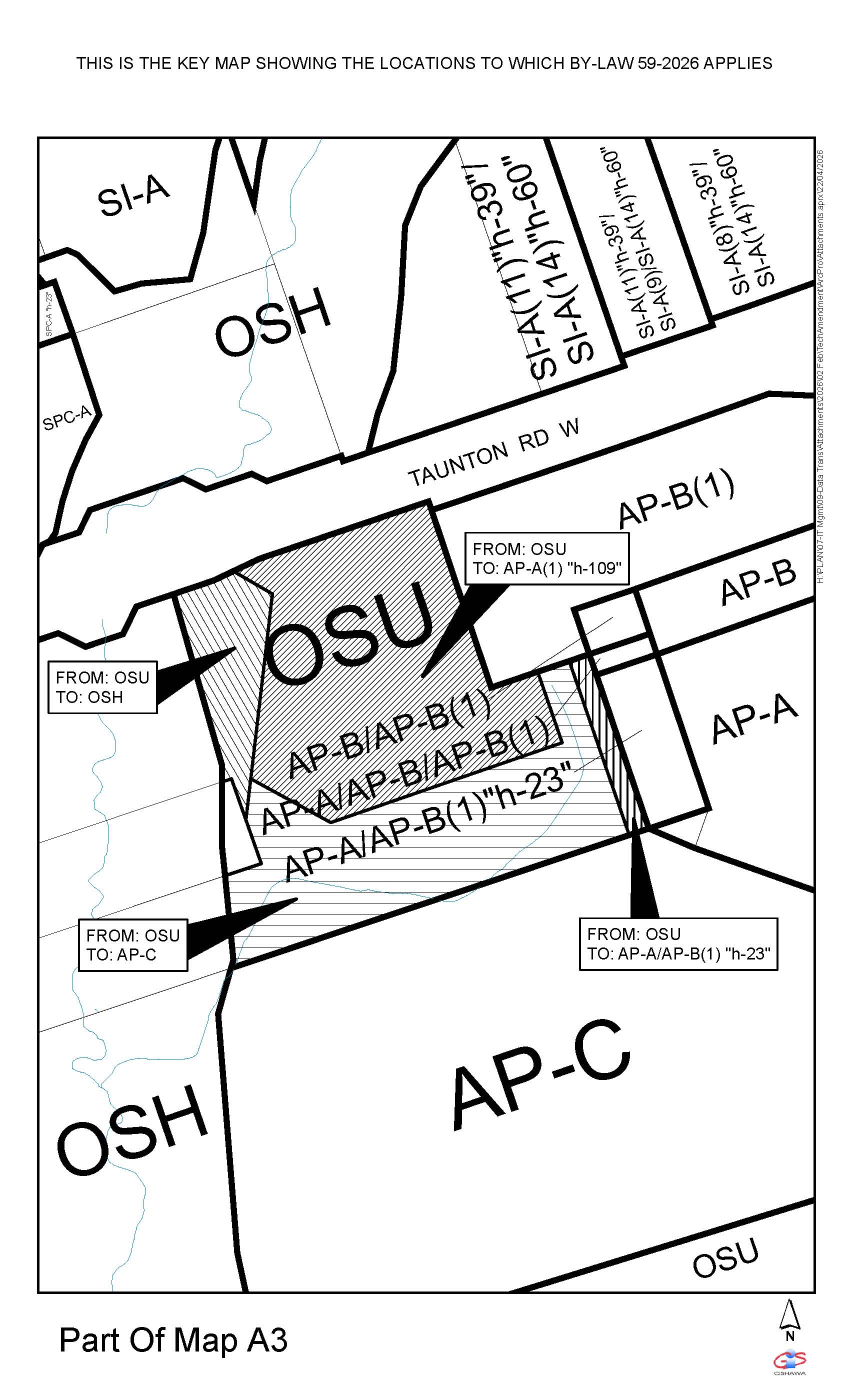 Key map showing the location to which by-law 59-2026 applies