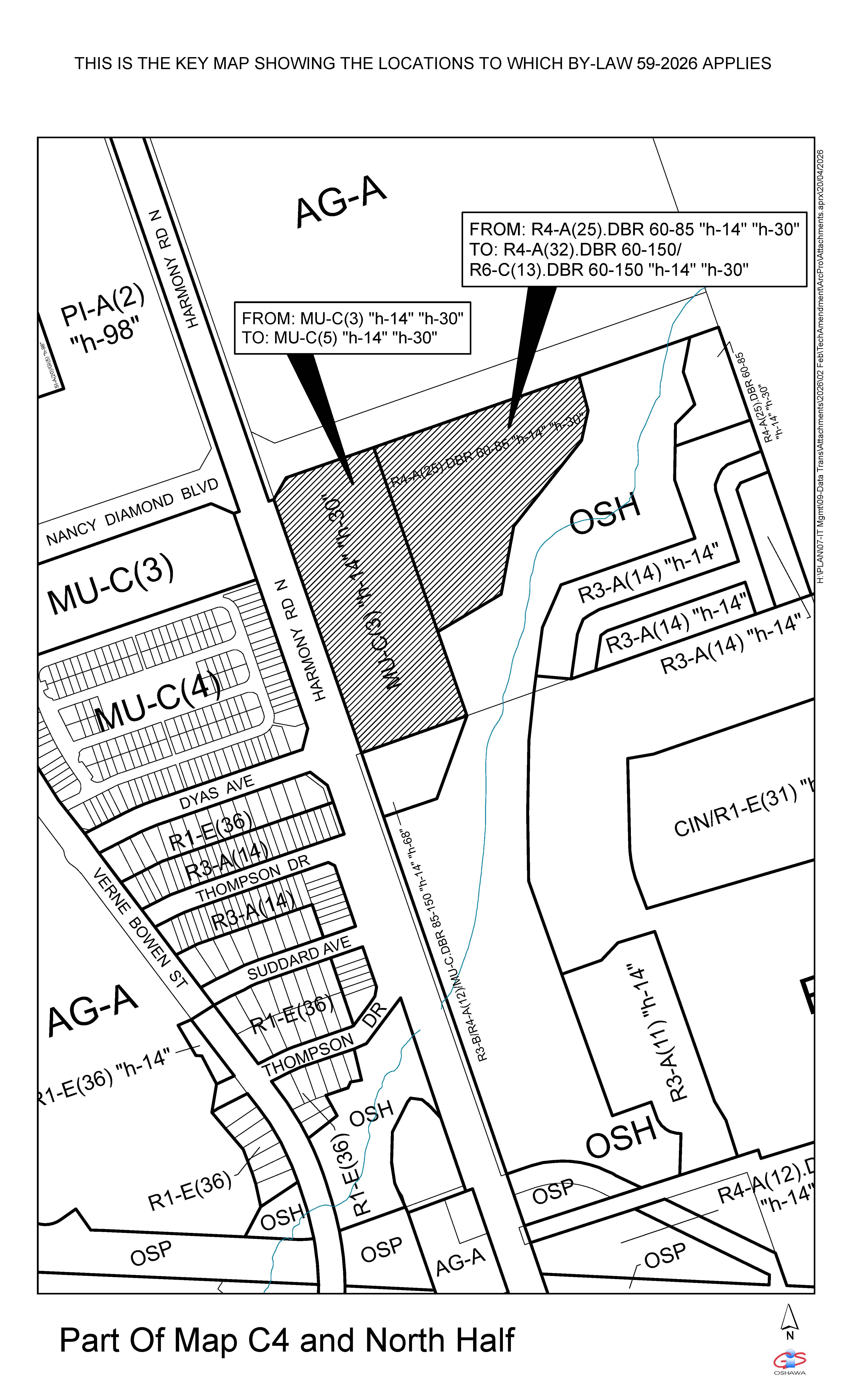 Key map showing the location to which by-law 59-2026 applies