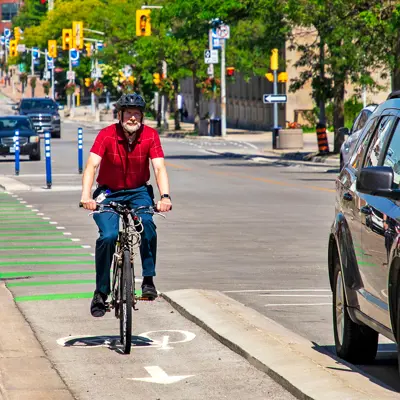 Cyclist using bike lane