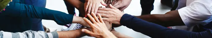 Group of hands showing diversity
