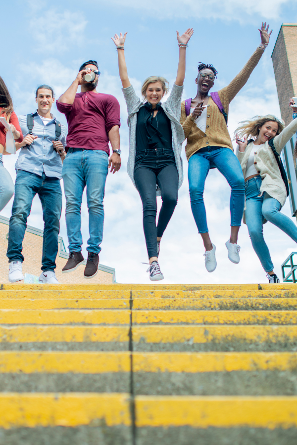 group of students in the city