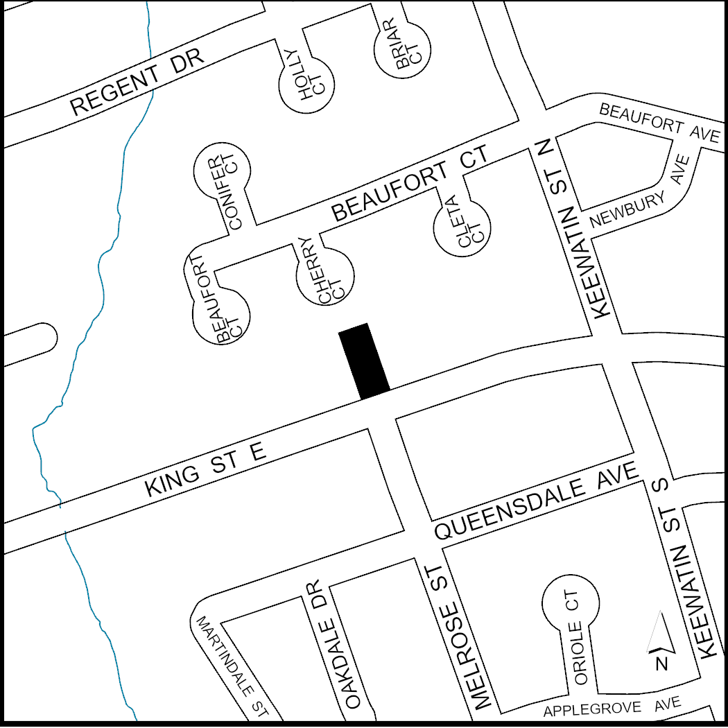 This is a map showing 954 King Street East