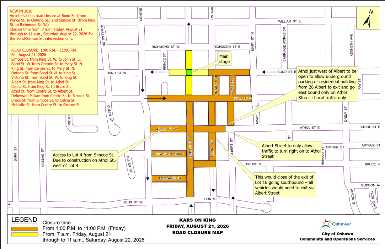 Kars on King Road Closure Map