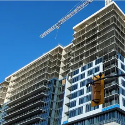 A tall tower getting built