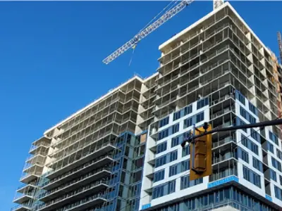A tall tower getting built
