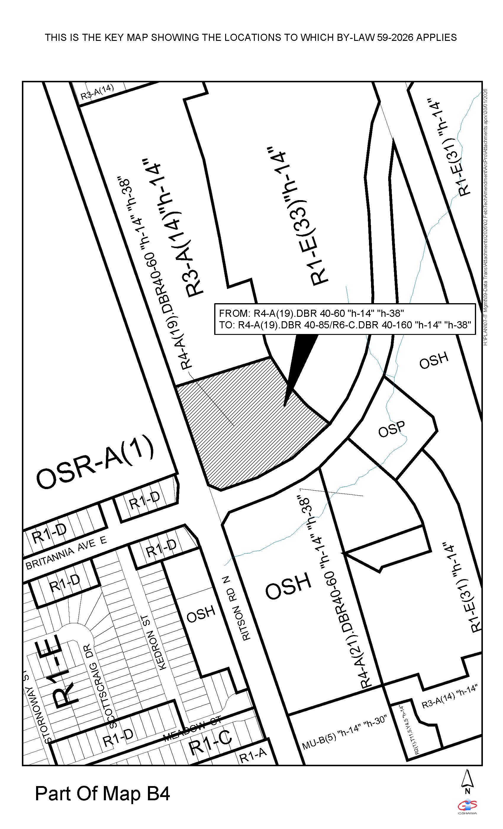 Key map showing the location to which by-law 59-2026 applies