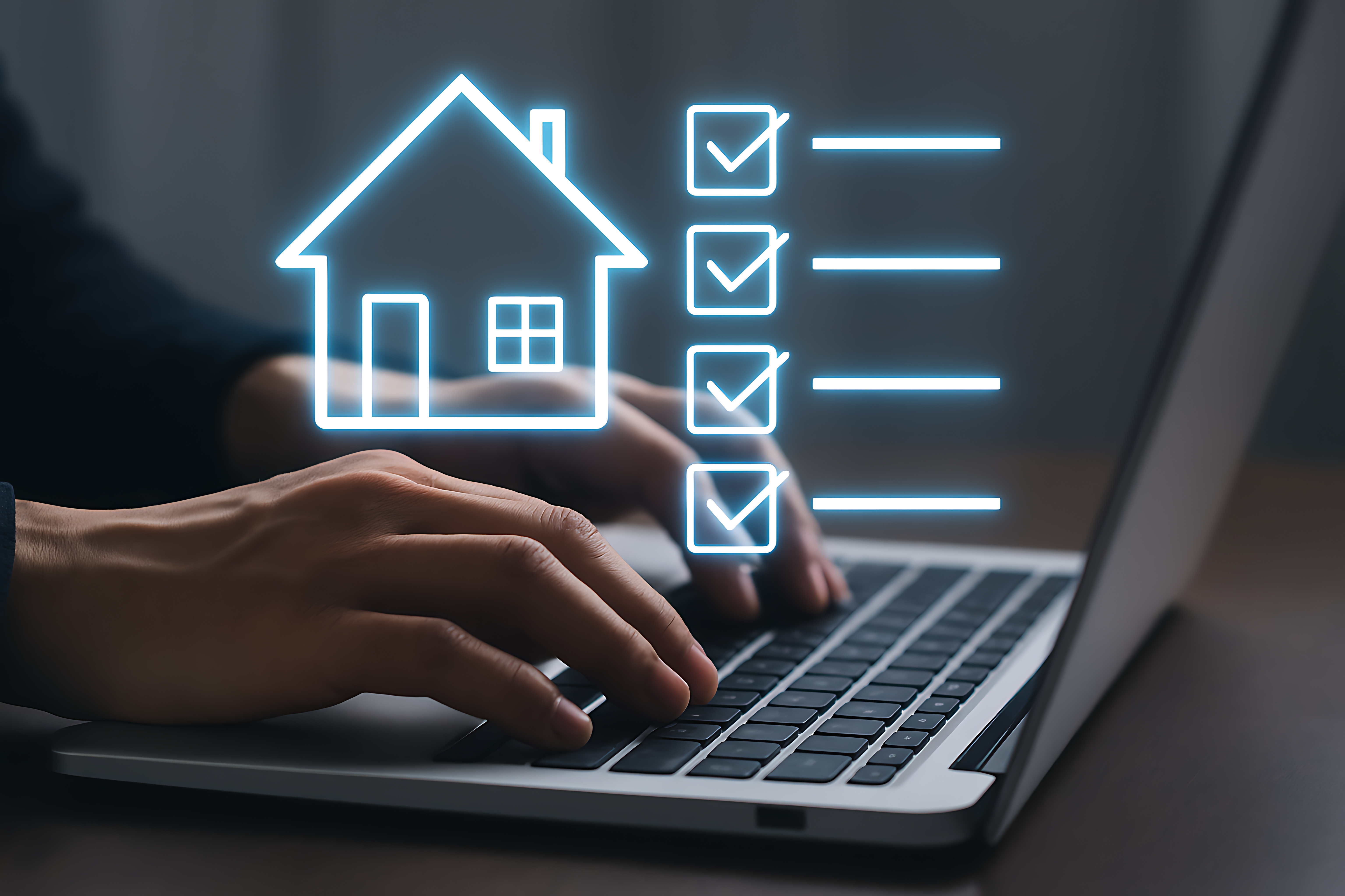 Person At A Computer Reviewing A List