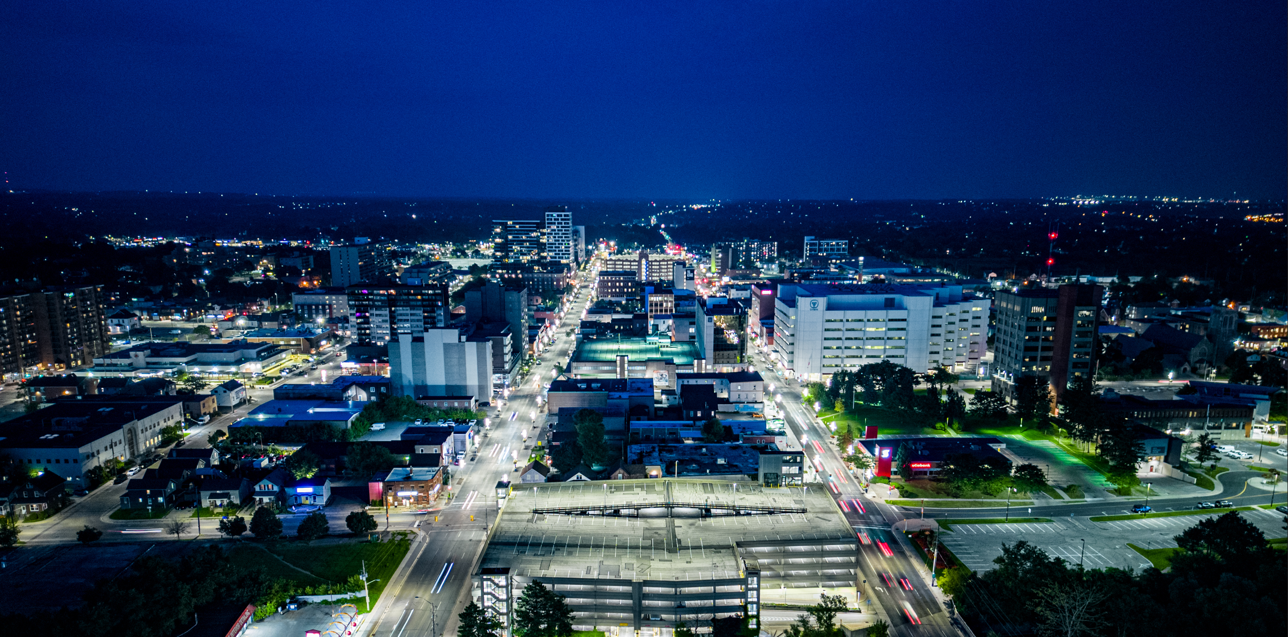 Downtown Oshawa Looking East at Night