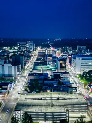 Downtown Oshawa Looking East at Night