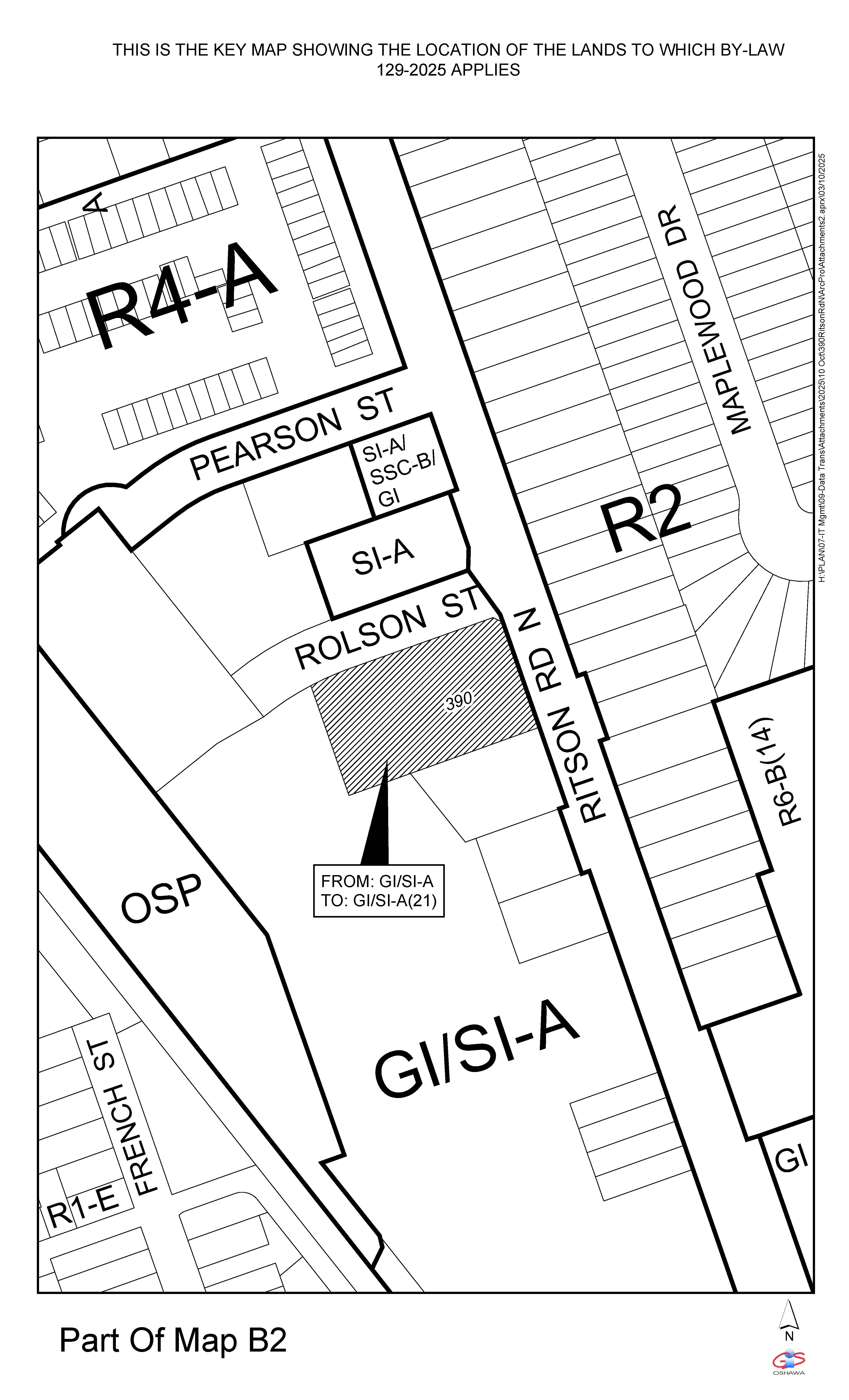 Key-map showing the location of the lands to which By-law 129-2025 applies.