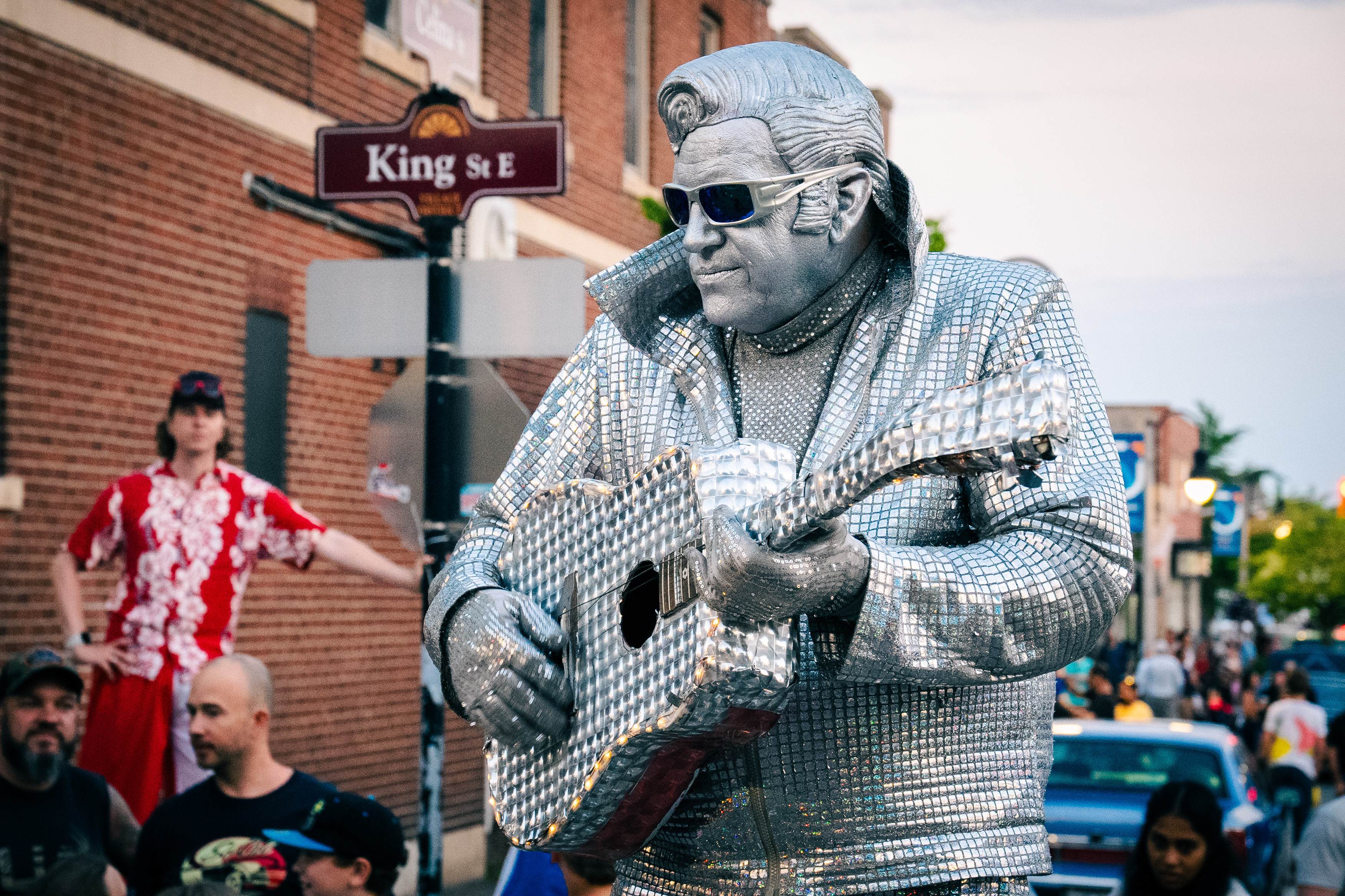 silver Elvis character with guitar