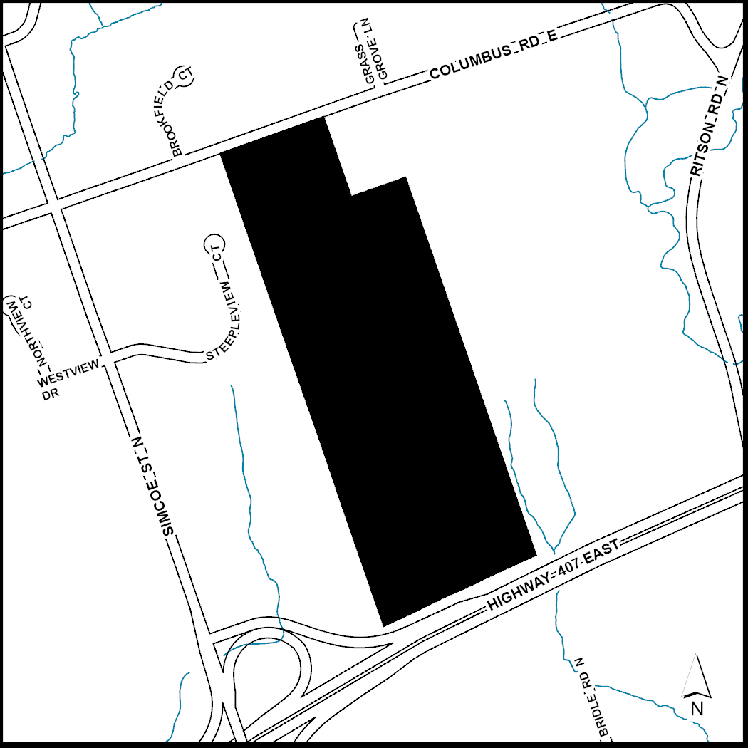 This is a map of 201 Columbus Rd. E.