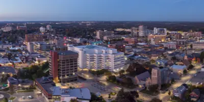 aerial view of downtown Oshawa