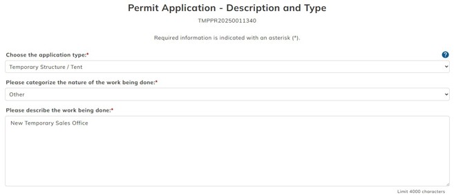 Photo of where to add description of project on portal