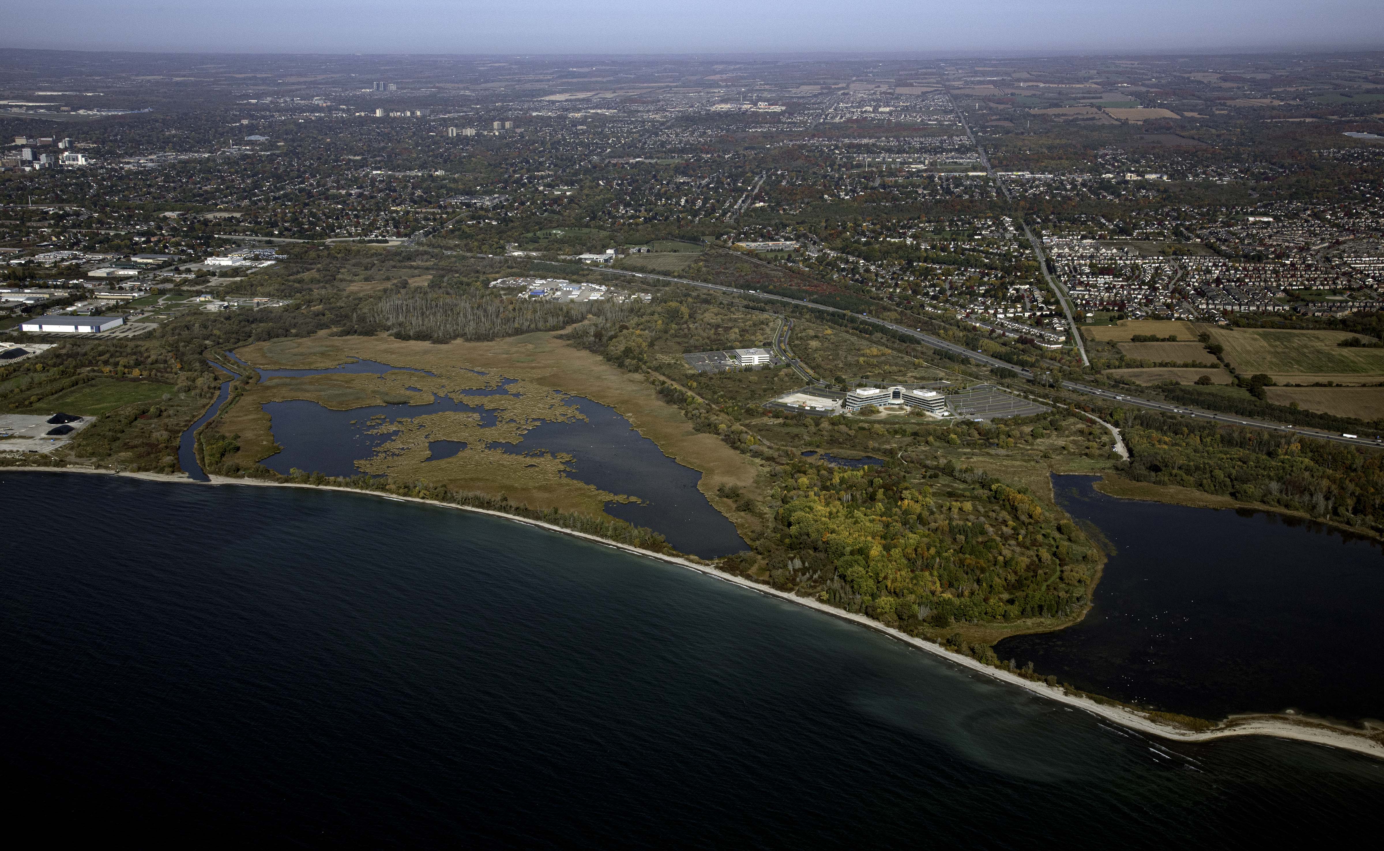 an aerial view of the Second Marsh in Oshawa