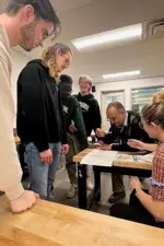 Students working with City staff on project