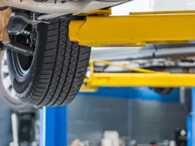 Mechanic working on car