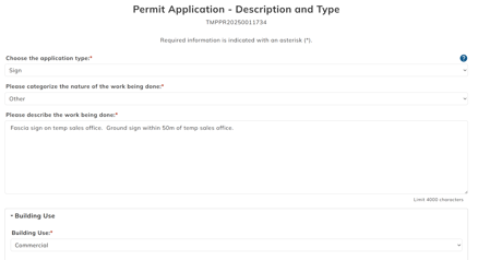Application type for sign
